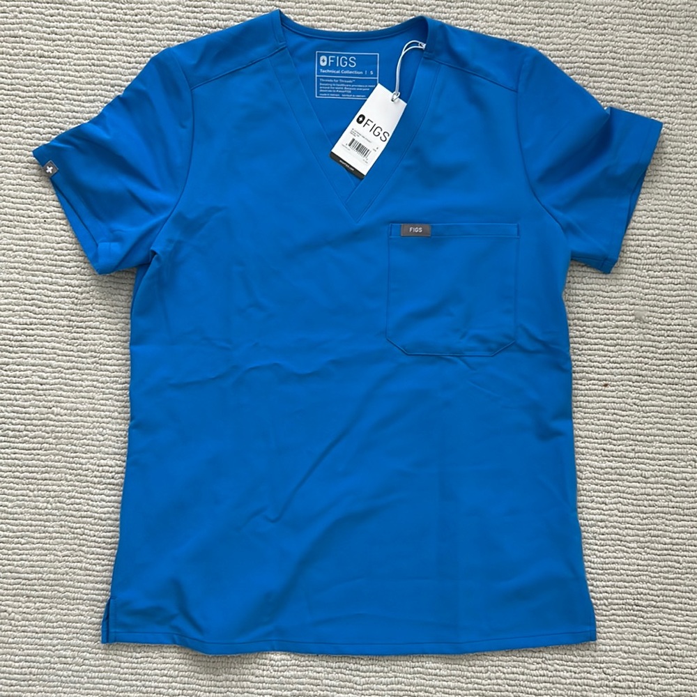 Figs, catarina top, size small, capri blue color.